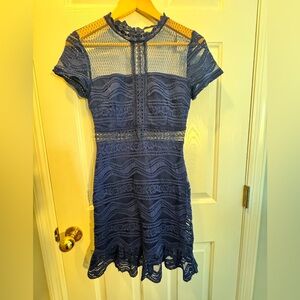 Francesca's Collections Navy Lace Mini Dress